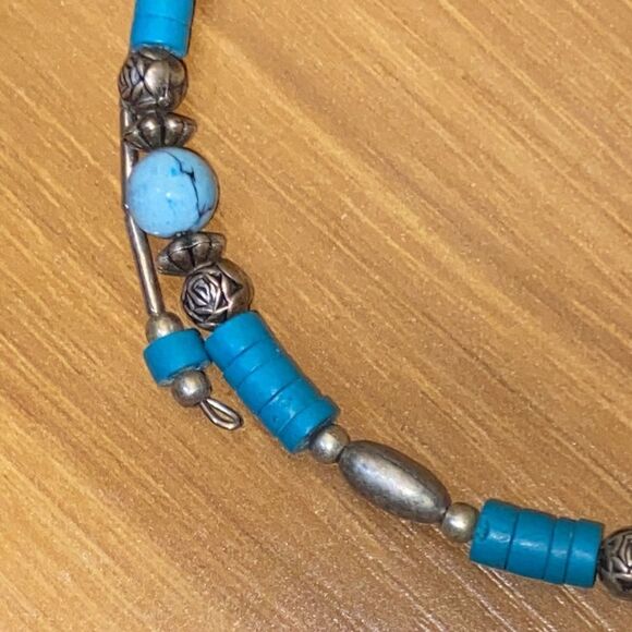Sterling Silver Turquoise Bear Fetish Choker Necklace - Picture 6 of 8